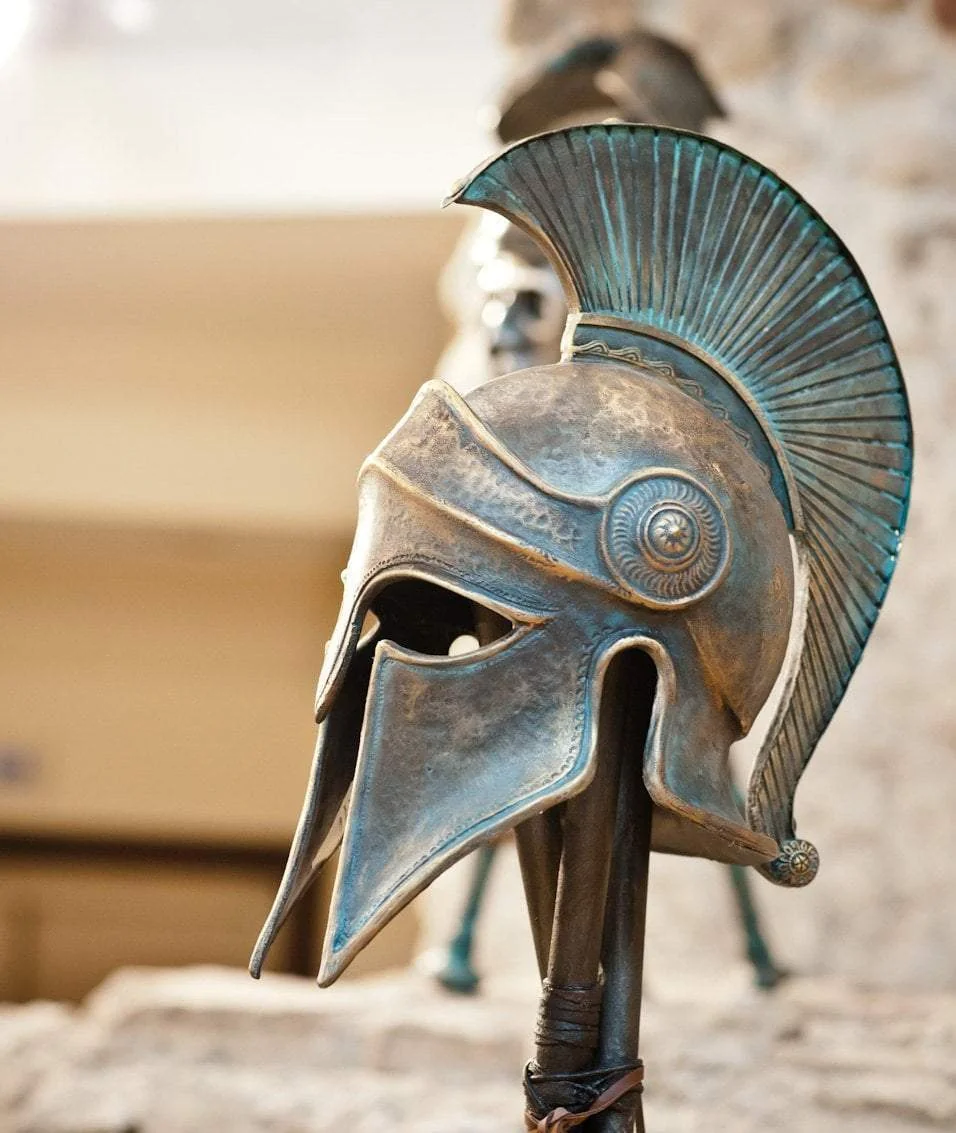 Reconstruction of a Corinthian helmet with crest