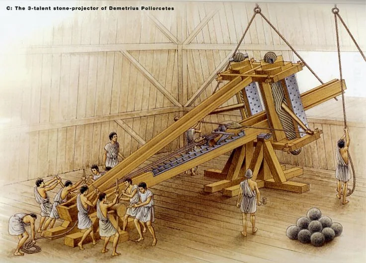 Illustration of a 3-talent lithobolos stone-projector of Demetrius Poliorcetes