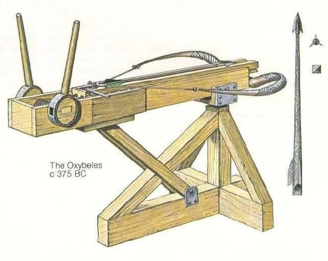 Reconstruction illustration of a Greek oxybeles