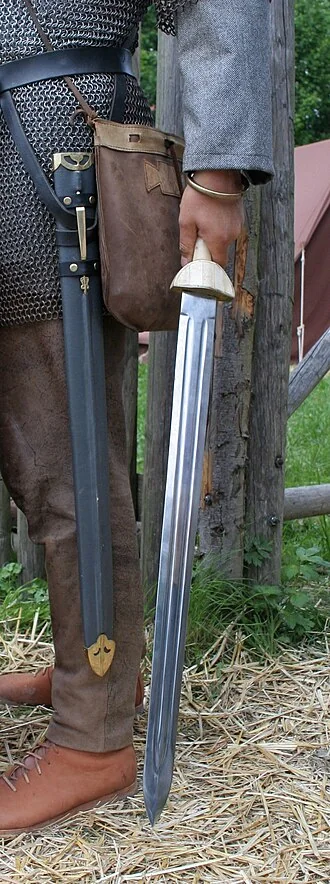 Roman spatha worn at the hip by a reenactor