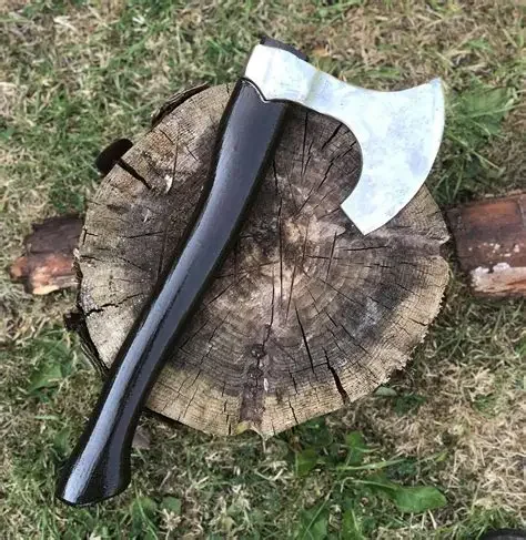 Viking-age bearded axe with elongated lower edge extending below the haft socket
